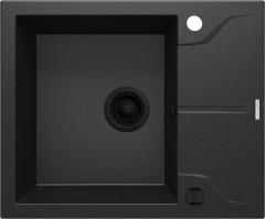 ANDANTE 1-ЧАШНАЯ ГРАНИТНАЯ РАКОВИНА С КОРОТКОЙ СУШКОЙ 590x490x194, ГРАФИТ МЕТАЛЛИЧЕСКИЙ, С ЭКОНОМЬЮЩИМ ПРОСТРАНСТВОМ