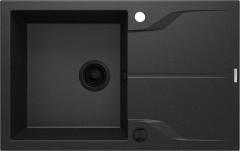 ANDANTE FLUSH 1-ЧАША ГРАНИТНАЯ РАКОВИНА С СУШИЛКОЙ 780x490x194, ГРАФИТ МЕТАЛЛИЧЕСКИЙ, С ЭКОНОМЬЮЩИМ ПРОСТРАНСТВОМ