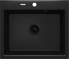 ANDANTE 1-ЧАШНАЯ ГРАНИТНАЯ МОЙКА 600x520X210, NERO, С ЭКОНОМЬЮЩИМ ПРОСТРАНСТВОМ
