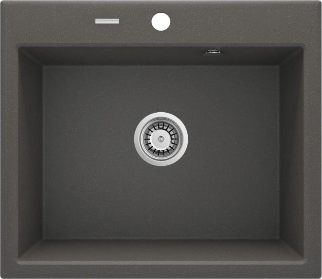 ANDANTE 1-ЧАША ГРАНИТНАЯ МОЙКА 600x520X210, АНТРАЦИТОВЫЙ МЕТАЛЛИЧЕСКИЙ, С ЭКОНОМЬЮЩИМ ПРОСТРАНСТВО