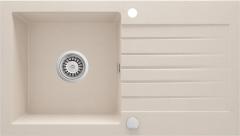 ZORBA 1-ЧАША ГРАНИТНАЯ МОЙКА С СУШИЛКОЙ 760x440x160, 3,5'', БЕЖЕВАЯ, С ФИТИНГОМ