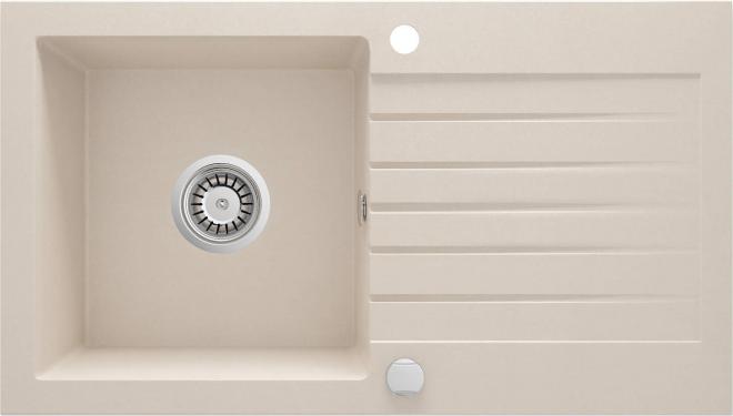 ZORBA 1-ЧАША ГРАНИТНАЯ МОЙКА С СУШИЛКОЙ 760x440x160, 3,5'', БЕЖЕВАЯ, С ФИТИНГОМ