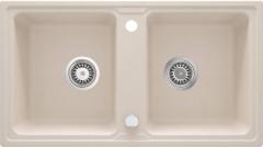 ZORBA 2-ЧАШНАЯ ГРАНИТНАЯ МОЙКА БЕЗ СУШИЛКИ 780x435x180, 3,5'', БЕЖЕВАЯ, С ФИТИНГОМ