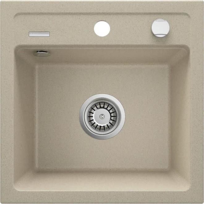 ZORBA ГРАНИТНАЯ МОЙКА 1-ЧАША БЕЗ СУШИЛКИ 440x440x184, 3,5'', ПЕСЧАНАЯ, С ФИТИНГАМИ
