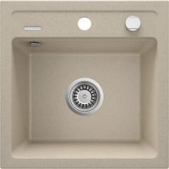 ZORBA ГРАНИТНАЯ МОЙКА 1-ЧАША БЕЗ СУШИЛКИ 440x440x184, 3,5'', ПЕСЧАНАЯ, С ФИТИНГАМИ