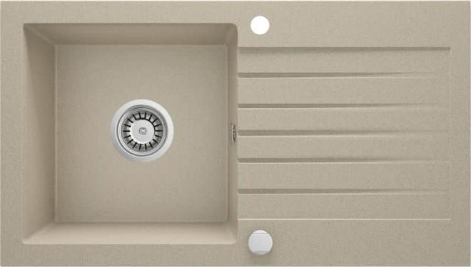 ZORBA 1-ЧАША ГРАНИТНАЯ МОЙКА С СУШИЛКОЙ 760x440x160, 3,5'', ПЕСЧАНЫЙ, С ФИТИНГАМИ