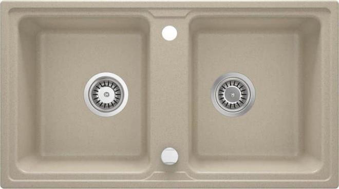 ZORBA 2-ЧАШНАЯ ГРАНИТНАЯ МОЙКА БЕЗ СУШИЛКИ 780x435x180, 3,5'', ПЕСЧАНАЯ, С ФИТИНГАМИ