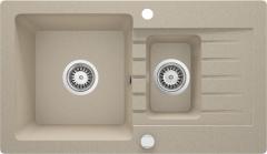 ZORBA 1,5-ЧАША ГРАНИТНАЯ МОЙКА С СУШИЛКОЙ 760x440x164, 3,5'', ПЕСЧАНАЯ, С ФИТИНГАМИ