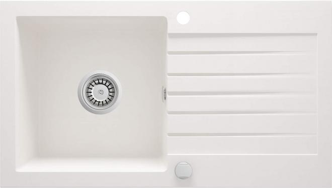 ZORBA 1-ЧАШНАЯ ГРАНИТНАЯ МОЙКА С СУШИЛКОЙ 760x440x160, 3,5'', АЛЕБАСТР, С ФИТИНГИ