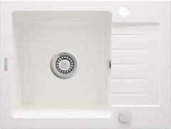 ГРАНИТНАЯ РАКОВИНА ZORBA 1-ЧАША С КОРОТКОЙ СУШКОЙ 580x440x164, 3,5'', АЛЕБАСТР, С ФИТИНГАМИ