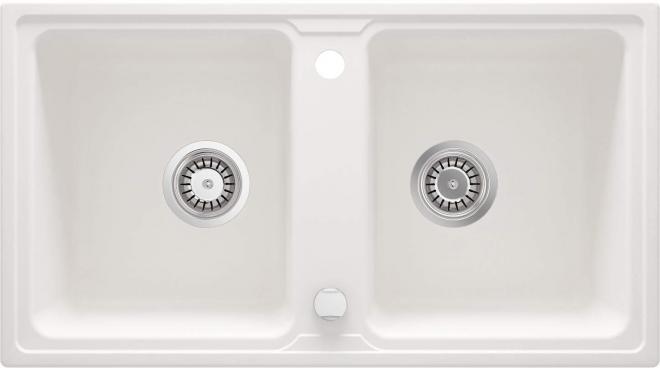 ZORBA 2-ЧАШНАЯ ГРАНИТНАЯ МОЙКА БЕЗ СУШИЛКИ 780x435x180, 3,5'', АЛЕБАСТР, С ФИТИНГИ