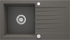 ГРАНИТНАЯ РАКОВИНА ZORBA 1-ЧАША С СУШИЛКОЙ 760x440x160, 3,5'', АНТРАЦИТОВЫЙ МЕТАЛЛИЧЕСКИЙ, С ФИТИНГАМИ
