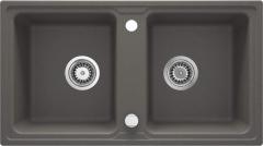 ZORBA ГРАНИТНАЯ МОЙКА С 2 ЧАШАМИ БЕЗ СУШИЛКИ 780x435x180, 3,5'', АНТРАЦИТОВЫЙ МЕТАЛЛИЧЕСКИЙ, С ФИТИНГАМИ