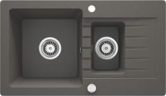 ZORBA 1,5-ЧАША ГРАНИТНАЯ МОЙКА С СУШИЛКОЙ 760x440x164, 3,5'', АНТРАЦИТОВЫЙ МЕТАЛЛИЧЕСКИЙ, С ФИТИНГАМИ