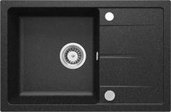 ГРАНИТНАЯ МОЙКА LEDA 1-ЧАША С СУШИЛКОЙ 670x440x164, 3,5'', ГРАФИТ, С ФИТИНГАМИ