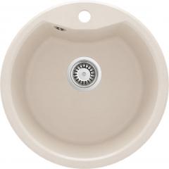 SOLIS ГРАНИТНАЯ МОЙКА С 1 ЧАШЕЙ С ФЛАНЦЕМ, 480x194, 3,5'', БЕЖЕВАЯ, С ФИТИНГАМИ
