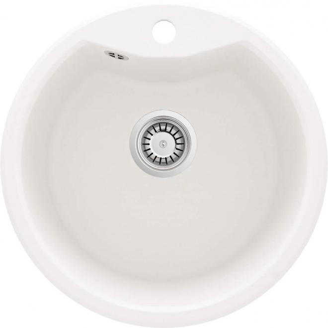 SOLIS ГРАНИТНАЯ РАКОВИНА С 1 ЧАШЕЙ С ФЛАНЦЕМ, 480x194, 3,5'', АЛЕБАСТР, С ФИТИНГАМИ