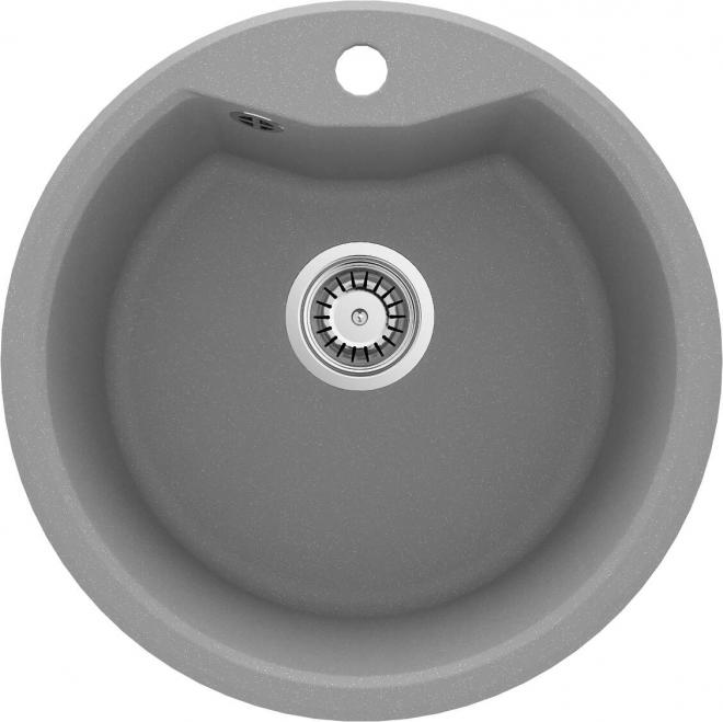 SOLIS 1-ЧАШНАЯ МОЙКА С ФЛАНЦЕМ, 480x194, 3,5'', СЕРЫЙ МЕТАЛЛИЧЕСКИЙ, С ФИТИНГАМИ