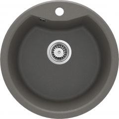 SOLIS 1-ЧАШНАЯ РАКОВИНА С ФЛАНЦЕМ, 480x194, 3,5'', АНТРАЦИТОВЫЙ МЕТАЛЛИЧЕСКИЙ, С ФИТИНГАМИ