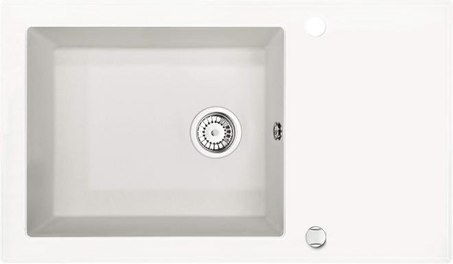 СТЕКЛОГРАНИТНАЯ МОЙКА CAPELLA, АЛЕБАСТР, БЕЛАЯ ГРАФИКА, D 860x500x220 С ЭКОНОМЬЮЩИМ ПРОСТРАНСТВОМ