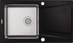 РАКОВИНА PRIME GRANIT-STEEL 860x500x220, ГРАФИТ МЕТАЛЛИЧЕСКАЯ, С ЭКОНОМЬЮЩИМ ПРОСТРАНСТВОМ