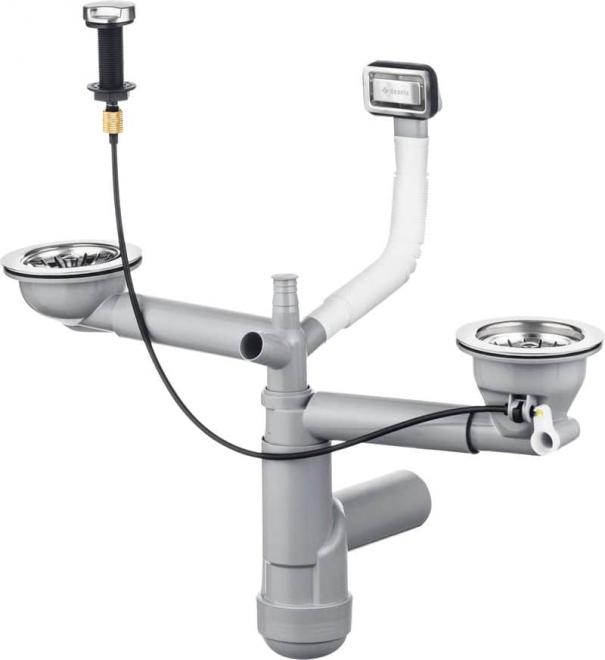 СИФОН SPACE SAVER LUX ДЛЯ МОЙКИ 1,5/2 ЧАШИ С АВТОМАТИЧЕСКИМ СЛИВОМ