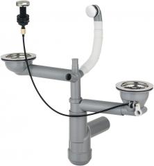 СИФОН SPACE SAVER LUX ДЛЯ ГРАНИТНЫХ МОЙОК 1,5/2 ЧАШИ, С ВЫДВИЖНЫМ СЛИВОМ