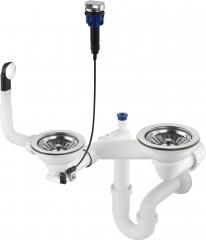 СИФОН SPACE SAVER ДЛЯ ГРАНИТНЫХ МОЙОК НА 1,5 И 2 ЧАШИ 3,5'', С ДОХОДОМ POP UP