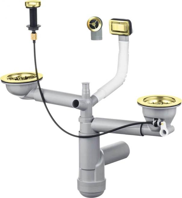 СИФОН SPACE SAVER LUX GOLD ДЛЯ МОЙКИ 1,5/2 ЧАШИ С АВТОМАТИЧЕСКИМ СЛИВОМ