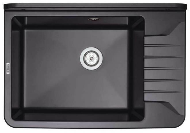 САДОВАЯ РАКОВИНА ДЛЯ ПРАЧЕЧНОЙ 1-ЧАША С КОРОТКОЙ СУШКОЙ, ГРАФИТ, 501x341x252, 2'' С ФИТИНГАМИ